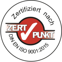 Logo Zertifiziert nach ZertPunkt DIN EN ISO 9001:2015